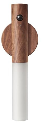 LANDGOO Veilleuse à détecteur de mouvement avec capteur magnétique pour couloir, éclairage LED rechargeable, escalier portable, applique murale en bois alimentée par piles (bois de noyer, 1 pièce)