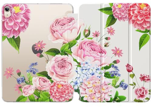 MoKo für iPad Air 11 Zoll Hülle 7./6. Generation M3/M2 2025/2024, iPad Air 5./4. Gen Hülle 2022/2020, Transluzent Matt Weich TPU Rückseite, Unterstützt Pencil Pro/2/USB-C,Bunt Blume