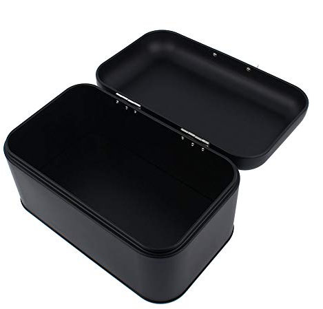 Panera Panera Hierro Color Sólido Retro Metal Panera Caja Gran Capacidad Cocina Contenedor de Almacenamiento (Negro) (Negro)