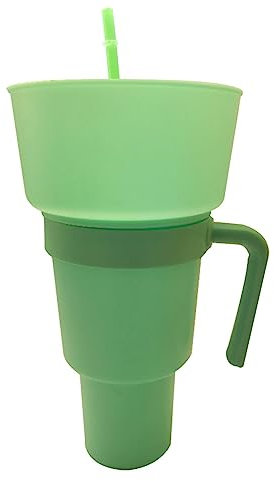 lembrd 2 in 1 Cup Bowl Combo with Straw, 32oz Stadium Tumbler with Snack Bowl, Snack and Drink Cups with Straw, Multifunction Popcorn Cups Reusable Leakproof Snack Tumbler for Adults Kids