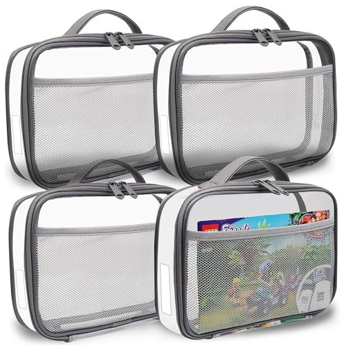 holay 4er-Packung PVC mit Reißverschluss Blocks Set, Spielzeug, Ton, Brettspiel Aufbewahrung Organisierer Koffer Tasche(Namensschild, Handbuch-Tasche) (Grau, Klein)