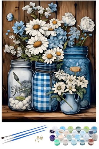 EOBROMD Flowers Paint by Numbers for Adults, Daisy Paint by Numbers Kits Without Frame, Painting by Numbers for Gift Home Wall Decor 16x20 in