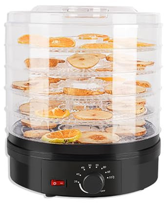 TT-YEC 350W Electric Food Dehydrator with 5 Removable Trays, Clear View Food Dryer, Easy to Adjust Thermostat, Suitable for Fruits, Vegetables, Mushrooms, Sausages,Black