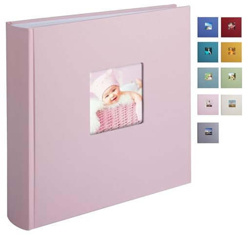 1DOT2 Leinen Fotoalbum Groß Fotobuch zum Selbstgestalten und Einkleben im Format 30x30.5 cm hat 120 säurefreien weisse Seiten (200g/m²), Perfekt für Baby, Hochzeits, Kinder (Klassisches Rosa)