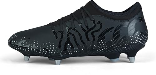 Canterbury Adult Unisex Speed Infinite Team Soft Ground Rugby Boots | Lightweight Design | Breathable | Grip Texture Soft Ground Rugby Boots, Black/Silver Metallic, 7.5
