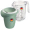 Westmark Quirltopf (1 l) und Messkanne Gerda (1 l) – Quirltopf mit Spritzschutz und Gummiring – Messkanne mit Skala und rutschfestem Standfuß – Mint-grün/Weiß/Transparent
