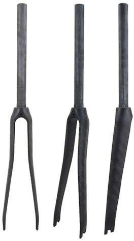 700C Forcella Rigida per Bici da Strada 1-1/8 Dritto Forcelle per Bici A Scatto Fisso Freni A C Freno Forcella Anteriore in Carbonio 9 * 100mm Sgancio Rapido(Matte Black B)