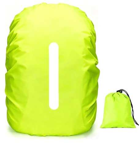 PINEPAN Regenschutz für Schulrucksäcke, wasserdicht und schmutzabweisend mit Reflektoren mit Elastischer Aufbewahrungstasche Grün 60L