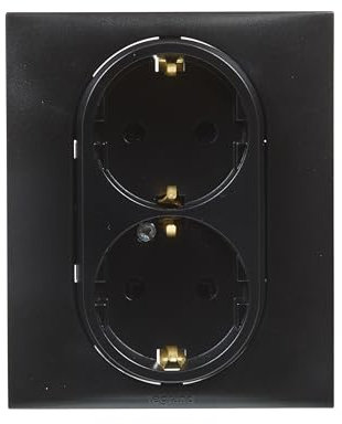LEGRAND Enchufe Doble 2x2P+T 16A componible para instalación empotrada, Gama Niloé Step, Color Antracita, 398210