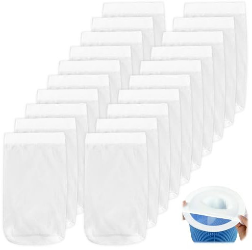 20 Pièce Chaussette Skimmer Piscine, Réutilisable Chaussette Filtre Pool avec Maillage Ultra Fin, Prefiltre Skimmer Nylon Élastique pour Les Débris et La Saleté Protégez Piscine Propre Feuilles Écume