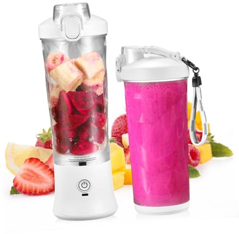 TOBBOMEY Batidora Portátil USB para Zumos Rápida y Exprimidor Personal Recargable Vaso Transparente Multifuncional para Viaje y Uso Doméstico
