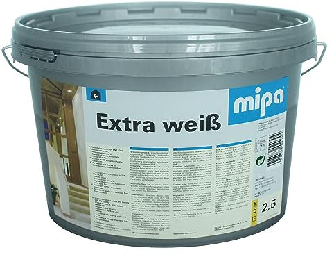 MIPA Extra weiß,diffusionsfähige Wand- und Deckenfarbe,2,5 Liter