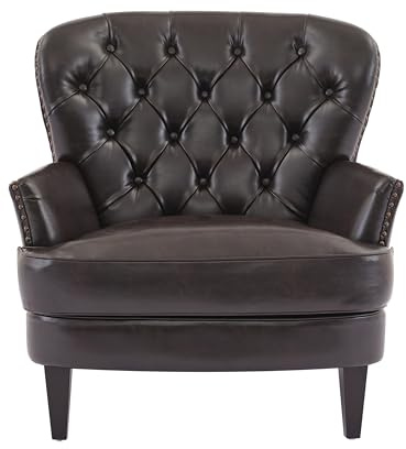Christopher Knight Home Tafton Tufted Leather Club Chair, Brown 35D x 33.5W x 34.5H in