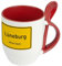 Städtetasse Lüneburg - Löffel-Tasse mit Motiv Ortsschild - Becher, Kaffeetasse, Kaffeebecher, Mug - Rot