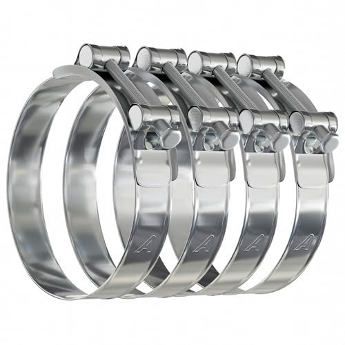 4 Pack - 60mm > 63mm T Bolt Hose Clamps Zinc Turbo Pipe Clips