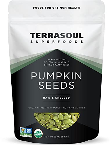 Terrasoul Superfoods Organic Pumpkin Seeds, 2 Lbs - Premium Quality, Shelled, Raw, Unsalted