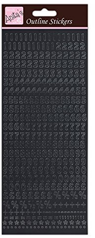 Anitas Outline Stickers, Small Numbers, Black, For Scrapbooking, Card Making, Kids Play, Homework, Art, Craft, Embelish, Decorative, Paper, Card, Glass, Metal, Plastic, Foam