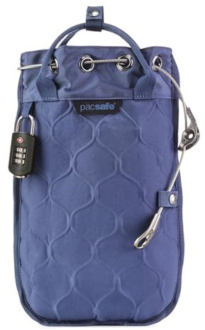 Pacsafe Travelsafe 3L GII - Mobiler Safe mit TSA-Zahlen Schloß, Trage-Tasche mit Anti-Diebstahl Technologie, 3 Liter Volumen, Blau/Storm …