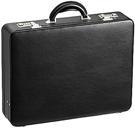 Bowatex Arbeitskoffer Aktenkoffer Kunstleder Koffer mit Dehnfalte Schwarz 46 cm