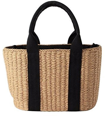 Minetom Sac Paille Femme Sac Tissé Sac à Bandoulière Tissage Sac à Main Rétro Grande Capacité Tressé Sac de Voyage Chic Bowknot Naturel Bag A Kaki Taille Unique