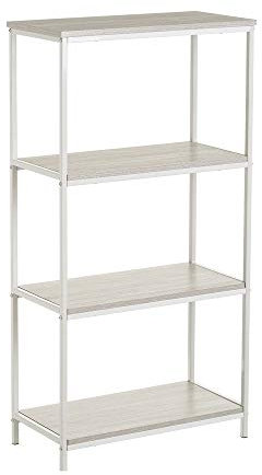 LOLAhome Estantería de Metal Negro con estantes Urban Industrial (Blanco 4 estantes 116x60 cm)