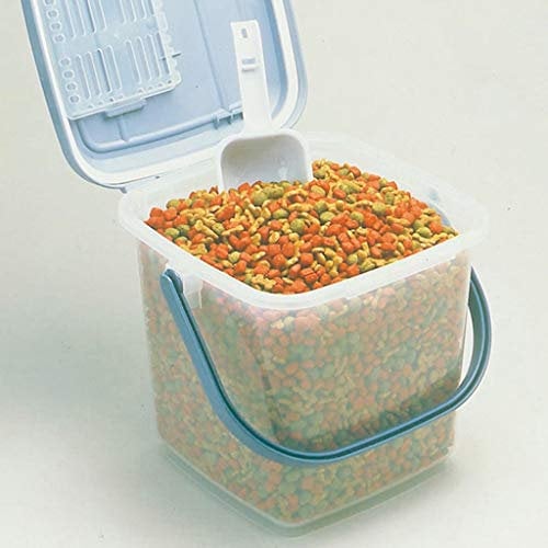 LZZJIAJU Dog Cat Litter Box Pet Food Storage Container Dry Bin Top Flip Bin Lid with Scoop Small 3L/3-4KG Bird Fish Seed Nut Food Storage Tub Dog Food Tin