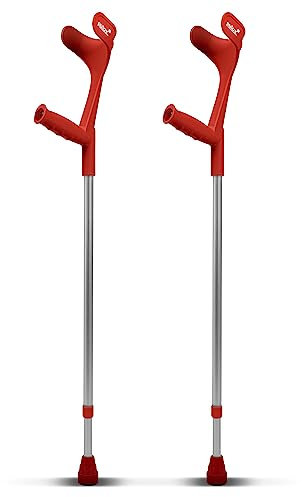 Krücken Rot Paar Klassiker 140 Kg Unterarmgehstütze von Ossenberg mit Ergo Softgriff Gehhilfe Pulox-Design