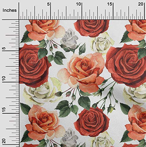 oneOone Baumwolle Batist Stoff Blatter & Rose Blumen - Kleiden Material Gewebedruck Meterware 56 Zoll Breit