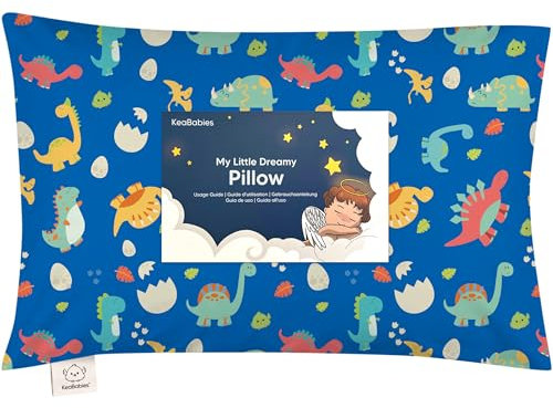 Kopfkissen Kleinkind mit Kissenbezug - Weich Bio Baumwolle Kissen Kinder zum Schlafen - Waschbar Kleinkind Kopfkissen - Kinderkopfkissen für Kleinkinder - Kinderkissen (DinoWorld)