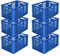 6x Eurobehälter/Stapelkorb/Bäckerkisten, Grundmaß 600x400x320 mm. Eurobox stapelbar aus Kunststoff in TOP-Qualität - Made in Germany (Gelb) (Blau)