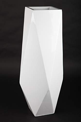 point home Blumentopf, Pflanzkübel, Pflanzgefäß aus Fiberglas, weiß, 81cm - für Innen