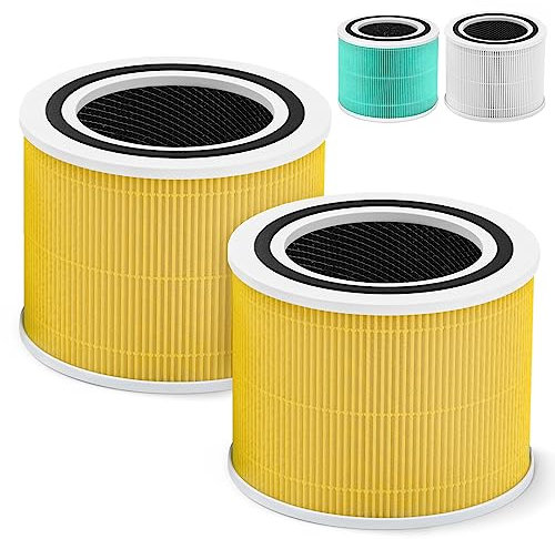 Core 300 Pet Care Ersatzfilter für LEVOIT Core 300 Core300-P Core 300s VortexAir Luftreiniger, 3-in-1 HEPA und Aktivkohle, Core 300-RF-PA, 2 Stück, Gelb