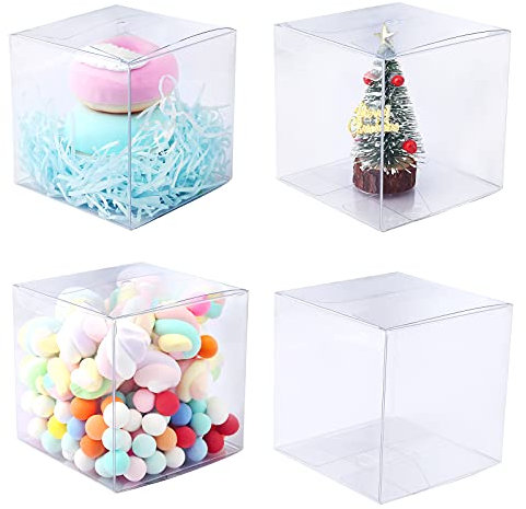 LEMESO 10x Würfel Geschenkboxen Weihnachten Geschenkbox Durchsichtig kleine Geschenkschachtel Transparente Würfel Geschenkbox für Süßigkeiten Schokolade Hochzeit Party 10x10cm