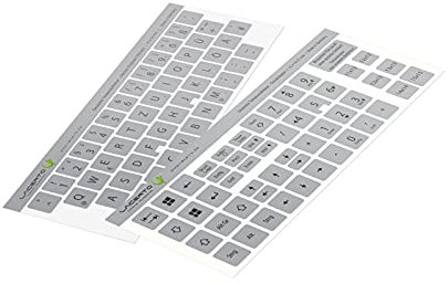 Lacerto® | 14x14mm - Deutsches Aufkleberset für PC & Laptop Tastaturen inkl. Zusatztasten & Ziffernblock | Farbe: Silber