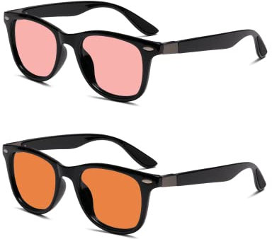 BRADDELL OPTICS FL-41 Rose & FL-60 Wayfarer Blue Light Glasses for Migraine Light Sensitivity, Fluorescent LED Lighting & Computer Screen Glare