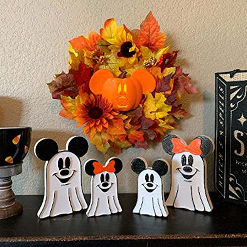 4 pezzi fantasma e decorazione di Halloween scultura fantasma per la decorazione della casa Kit di decorazioni di Halloween per bambini con fiocco arancione ornamenti da appendere decorazione per la