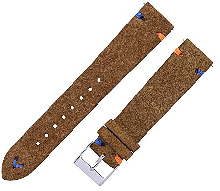 Overhil1s Uhrenarmbänder Leder, Uhrenbänder 18mm 20mm handgenäht beige grün Blaue Wildleder Uhr Bands for Mann Frau schnallrelease Watch Armband elegant und stilvoll