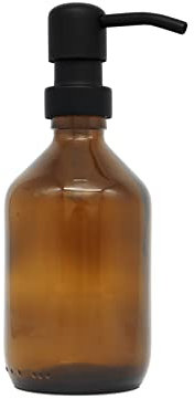 A Good Smile DIY Glas Seifenspender Edelstahlspender 250ml mit Aufkleber zum selbst gestalten Braun/Schwarz