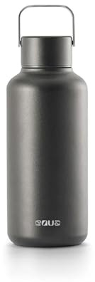 EQUA Timeless Stainless Steel Reusable Water Bottle, 600ml, Leakproof, BPA Free, Dark