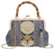 YeBon Retro Schulterkette Messenger Clutch Chinesischer Stil Kran bestickt Jacquard Damen Abendtaschen, Grüner Bambus