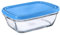 Duralex Freshbox|Boite de conservation alimentaire rectangle avec couvercle en plastique bleu 1,1 L|1 Unité|Verre ultra résistant aux rayures, Compatible Micro-ondes et Lave-Vaisselle, Made in France