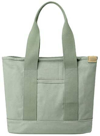 CORIOS Damen Henkeltaschen Canvas Tragetasche Große Kapazität Handtasche Multifunktionale Schultertasche Casual Tote Beutel Henkeltasche für Arbeit Schule Reise Shopper Grün