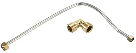 sourcing map 530mm Length Aluminum Air Compressor Exhaust Tube Replacement and 3/8BSP Thread Water Pipe Male Elbow Joint Connector, 2in1 Set