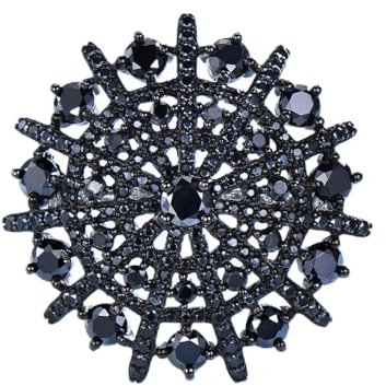 ZLING Echte 925er Sterlingsilber-Ringe, Natürlicher Edelstein, Schwarzer Spinell, Party-übertreibungsgeschenke Für Frauen, Edlen Schmuck