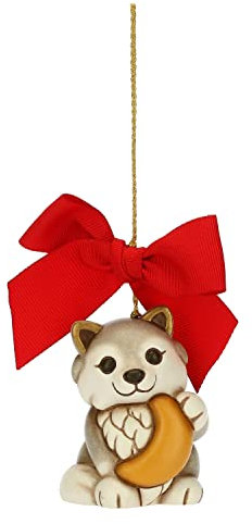 THUN - Addobbi Natalizi, Lupo Noah in Ceramica Decorata a Mano, Versione Natale 2022-5x4.9x6.5 cm h
