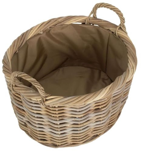 Red Hamper RA043 Rattan Large Oval Rattan Storage Log Basket With Cordura Lining