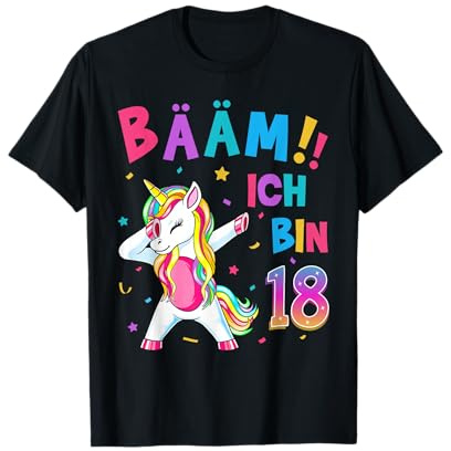 18 Geburtstag Mädchen 18 Jahre Tanzendes Lustiges Einhorn T-Shirt
