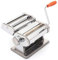Machine à pâtes manuelle en acier inoxydable pour pâtes spaghetti, Appareil Pate Fraiche,nettoyage et utilisation facile, roue de poche à pâte avec poignée en bois (20*18.5*13.5cm (type argent fendu))