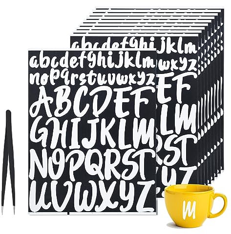 JINTANG Capital Letter Stickers,10 Sheets Vinyl Letter Sticker,Stick on Letters Weatherproof,self Adhesive Alphabet Stickers for Greeting Cards,Cups,suitcases,mailboxes,Windows,etc (White)