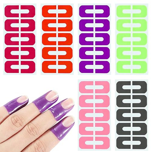 XPEX 60 Pezzi Forma di U Protettore Unghie Sticker, Nastri per Unghie USA E Getta,Nail Polish Protector Sticker Nail Polish Protettore Stencil per Nail Art Painting Unghie Peel off Tapes(6 Colore)
